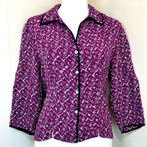 i.e Magenta Purple Button Down Long Sleeve 100% Silk Blouse Top Size Medium.